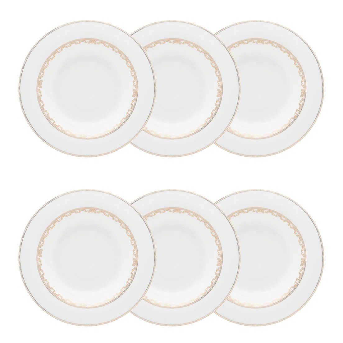 jogo de 06 pratos fundos 24 5 cm porcelana strauss lumiere