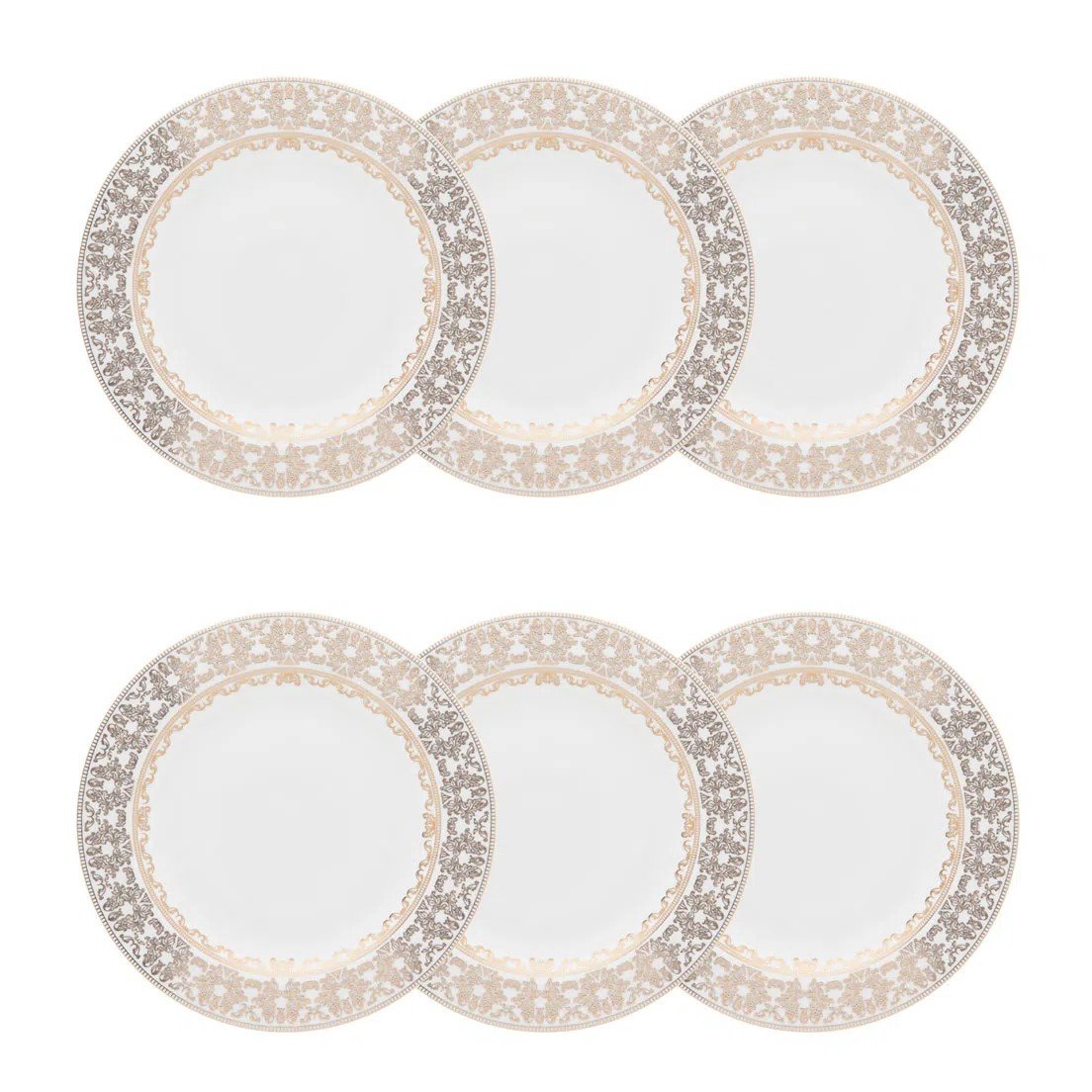 jogo de 06 pratos sobremesa 23 cm porcelana strauss lumiere