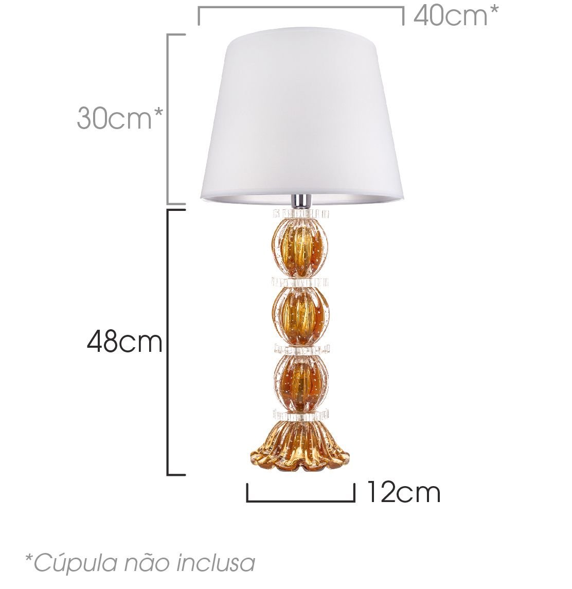 abajur de murano elysees sottile casa garnet