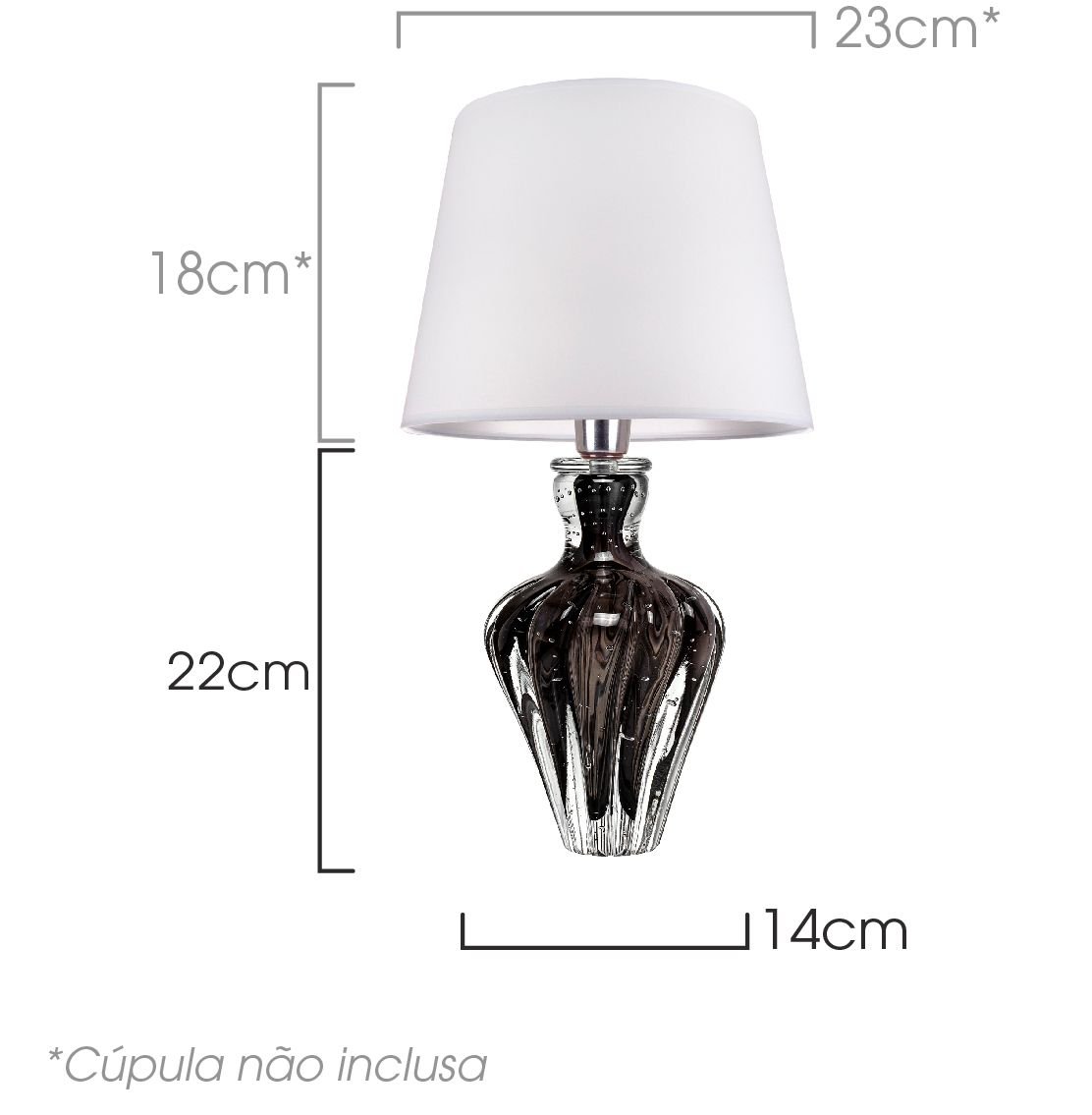 abajur de murano chatelet cinza onixi sottile casa