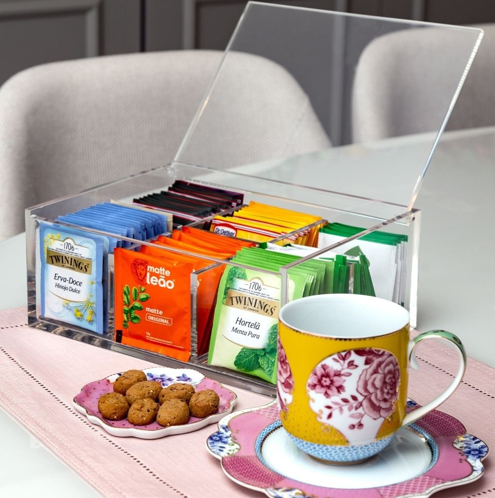 porta cha tefack acrilico