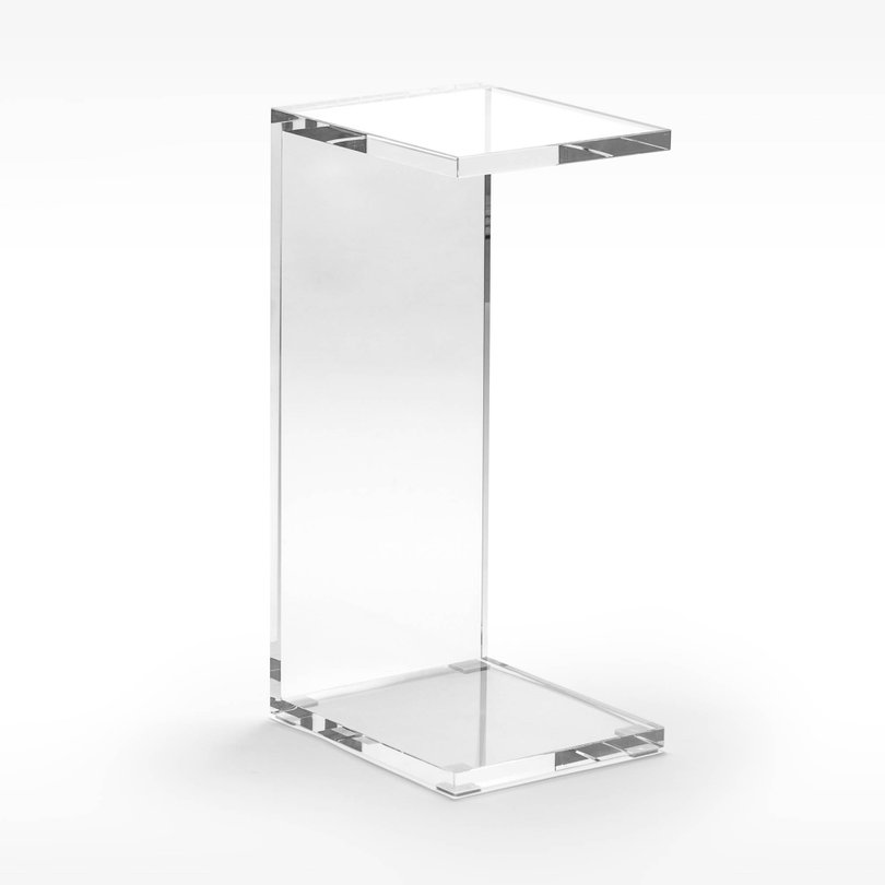 Mesa lateral em acrílico transparente