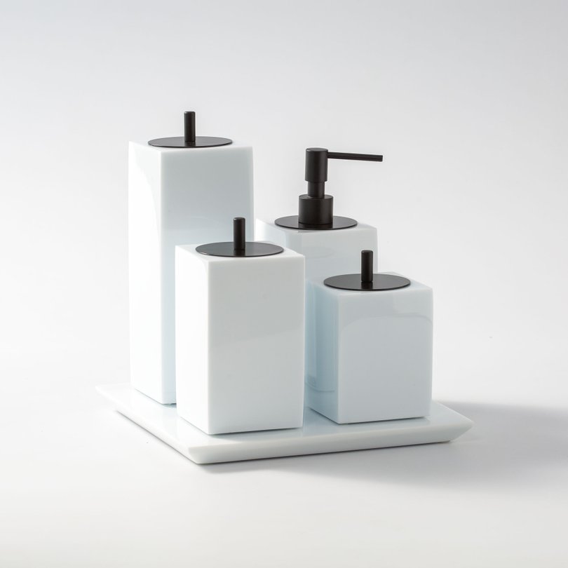 conjunto banheiro resina branco metal black matte