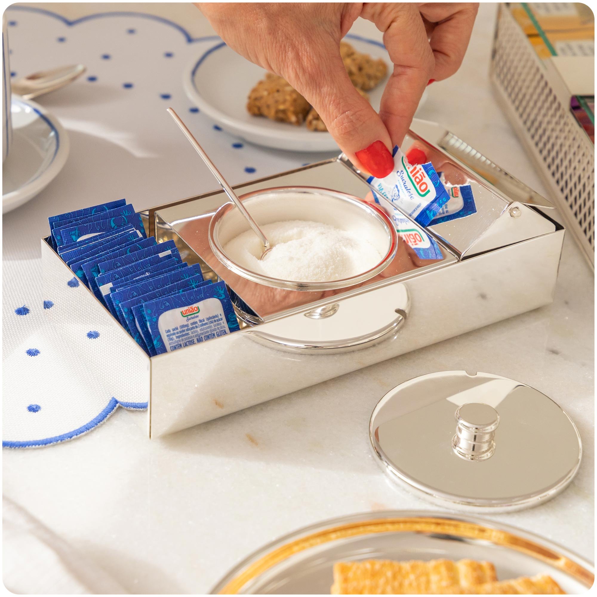 acucareiro porta adocante lixeira prata shefield plate residuo