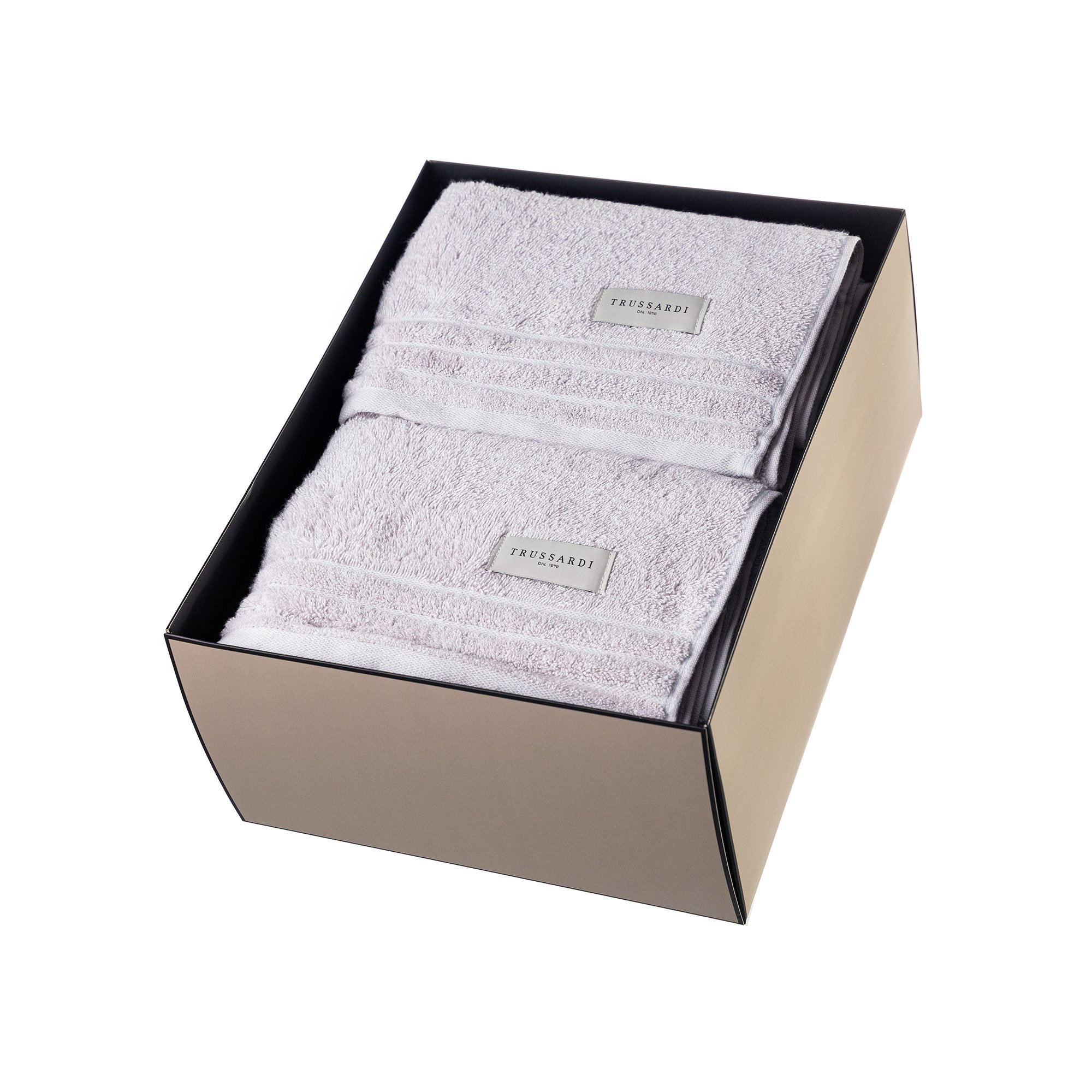 kit presente toalha banho 2 toalhas rosto trussardi imperiale gelo still caixa sottile casa