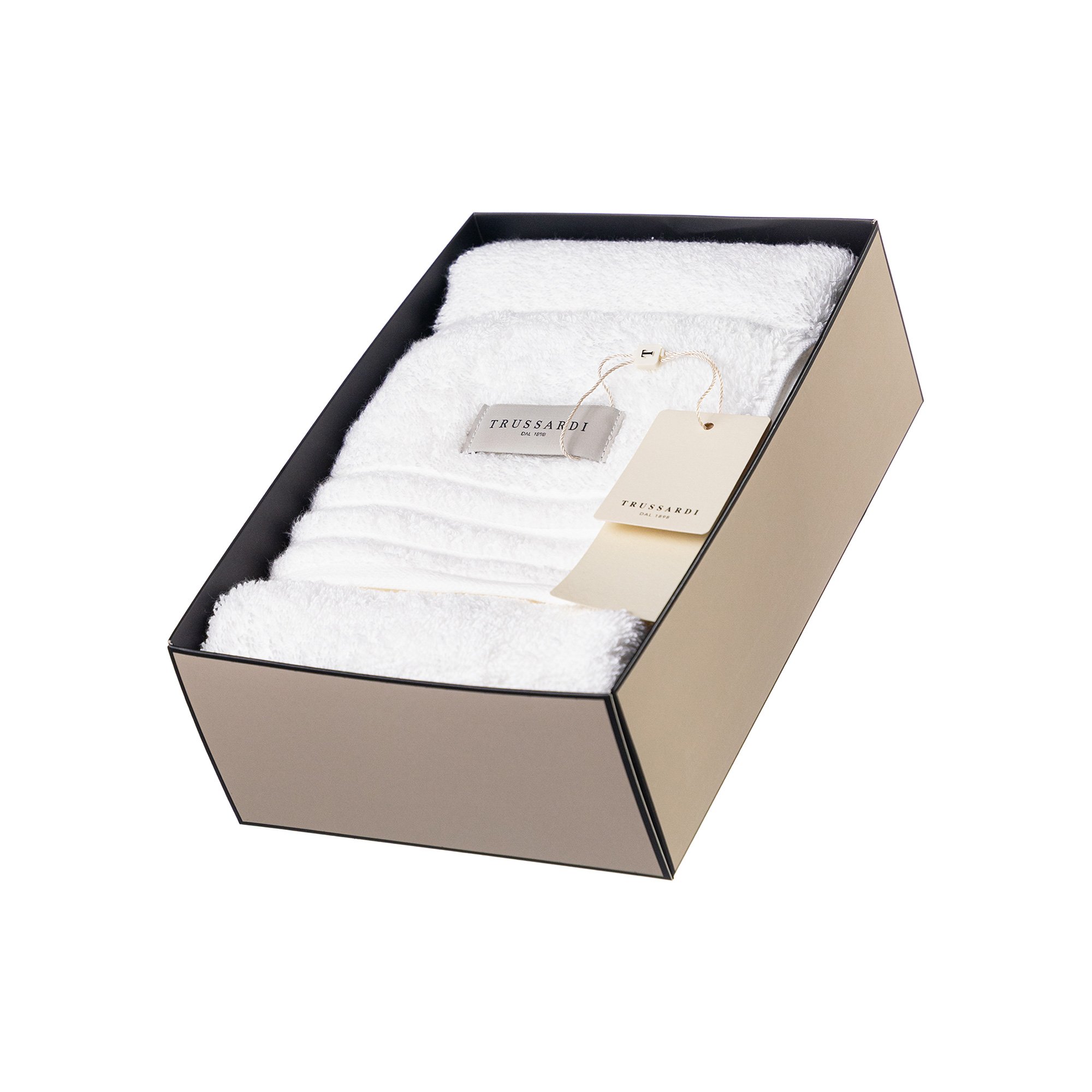 kit presente toalha rosto 2 toalhas lavabo trussardi imperiale branca still caixa sottile casa