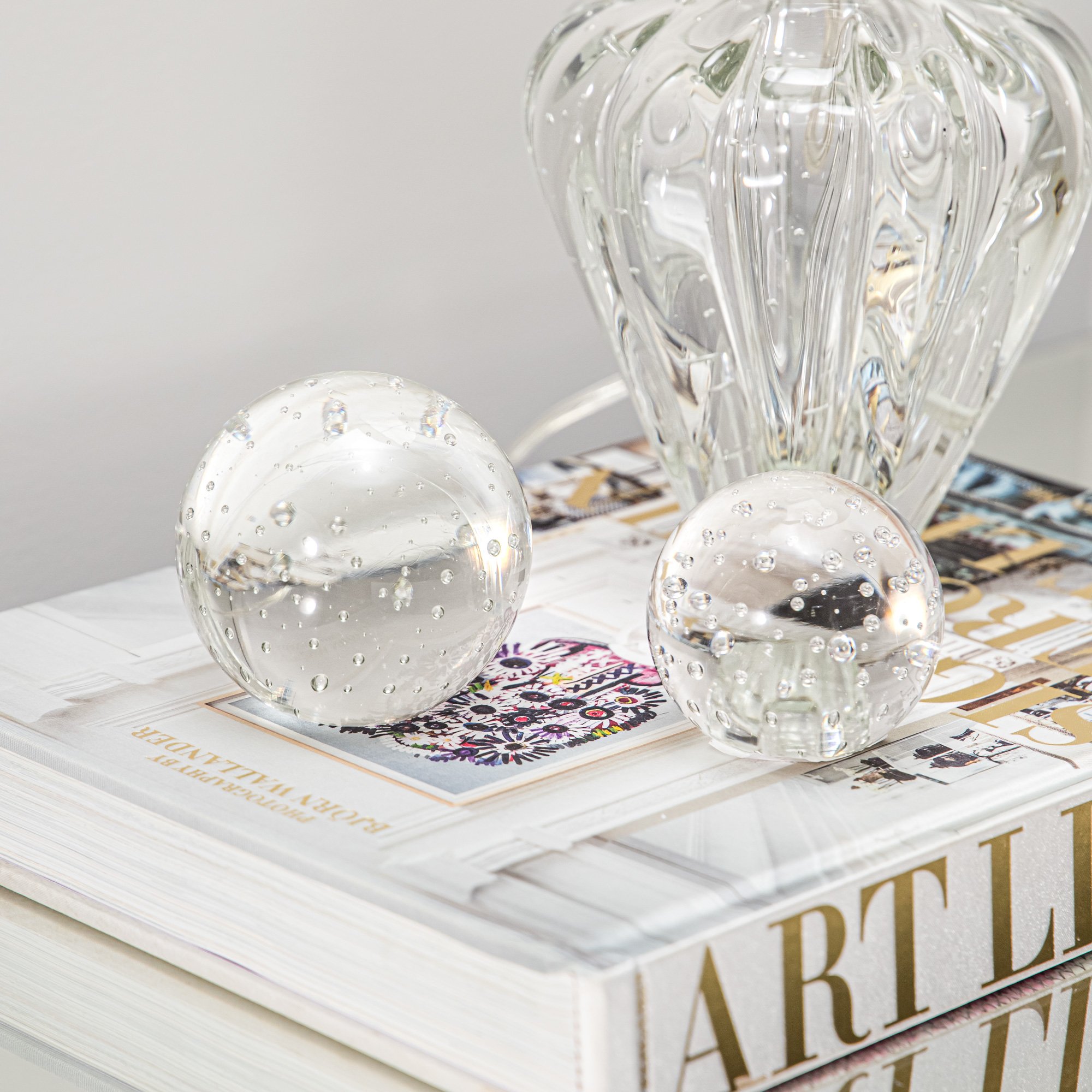 esfera murano bubbles cristal transparente