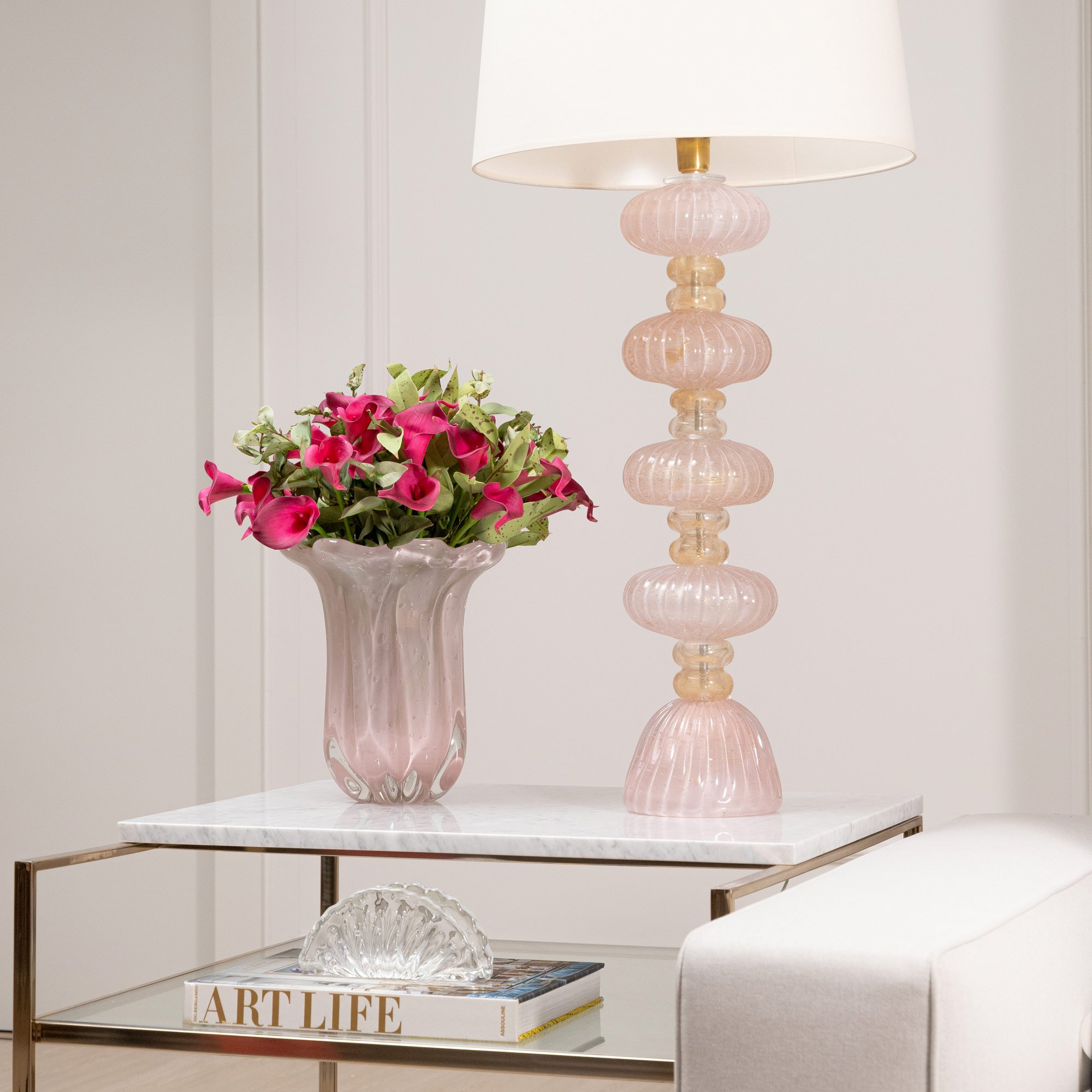 abajur murano martinelli champagne ouro ambientada3 sottile casa