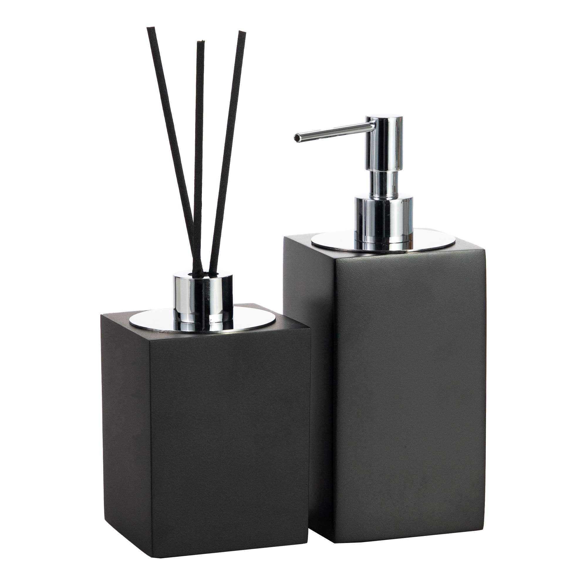 conjunto banheiro duo quadrado resina preto fosco cromado still sottile casa