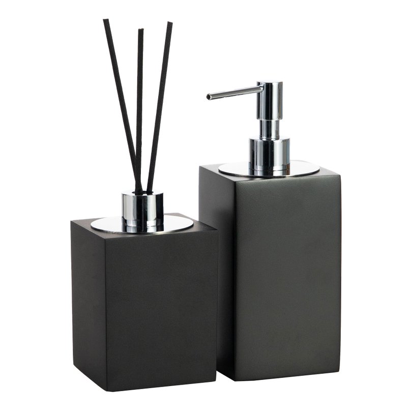conjunto banheiro duo quadrado resina preto fosco cromado still sottile casa