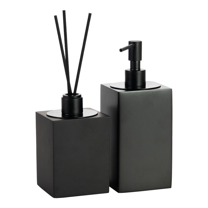 conjunto banheiro duo quadrado resina preto fosco black matte still sottile casa