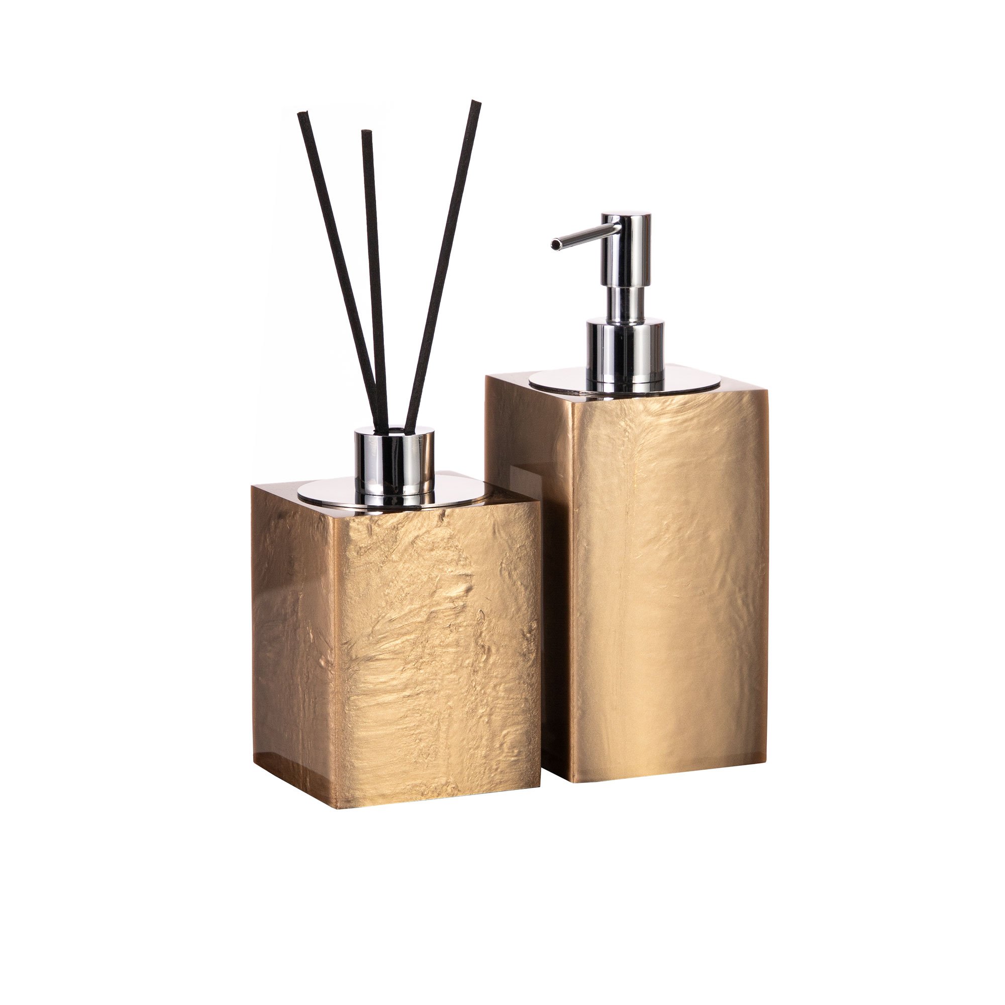 conjunto banheiro duo quadrado resina champagne cromado still sottile casa
