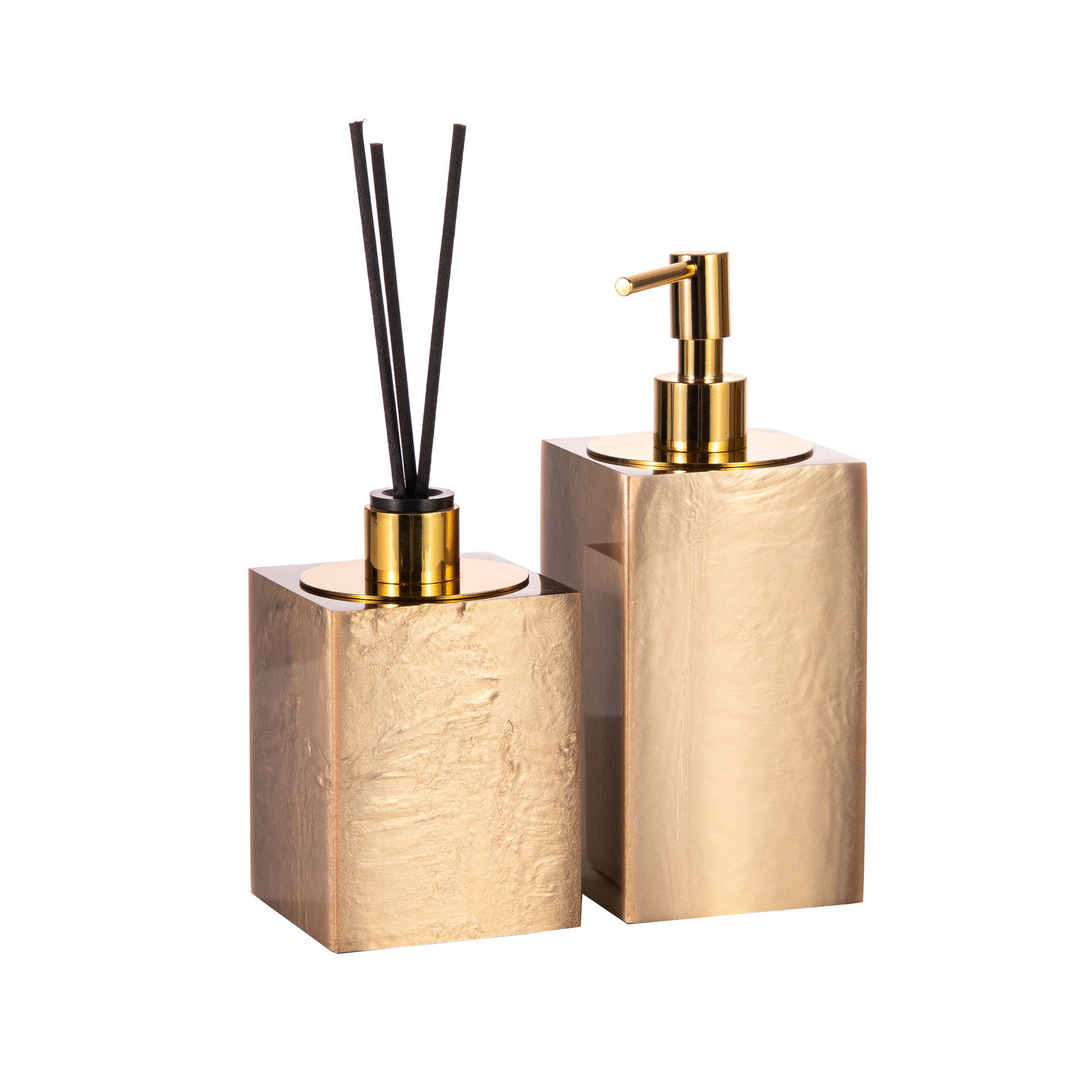 conjunto banheiro duo quadrado resina champagne gold still sottile casa