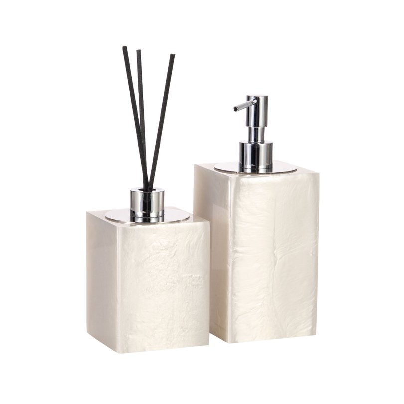 conjunto banheiro duo quadrado resina madreperola cromado still sottile casa