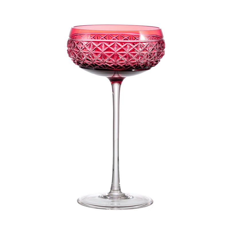 taca cristal coupe lapidada champagne rosa still sottile casa