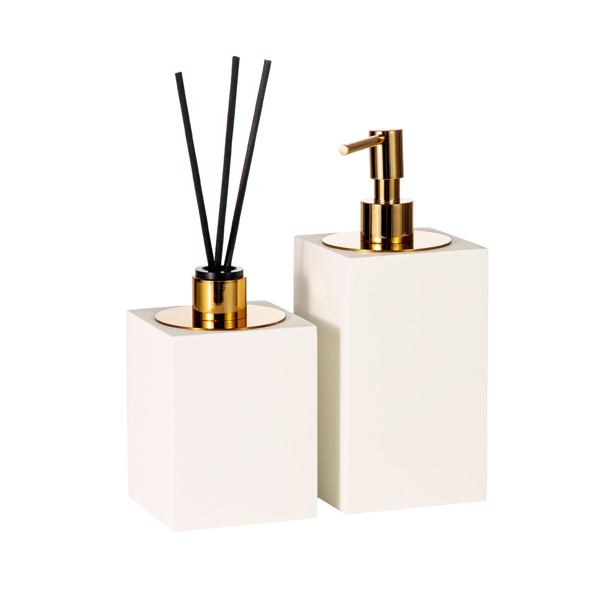 conjunto banheiro duo quadrado resina off white gold still sottile casa