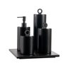 conjunto banheiro redondo puxador ello 4 pcs resina black matte preto fosco bandeja still sottile casa