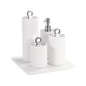 conjunto banheiro redondo puxador ello 4 pcs resina cromado branco fosco bandeja still sottile casa