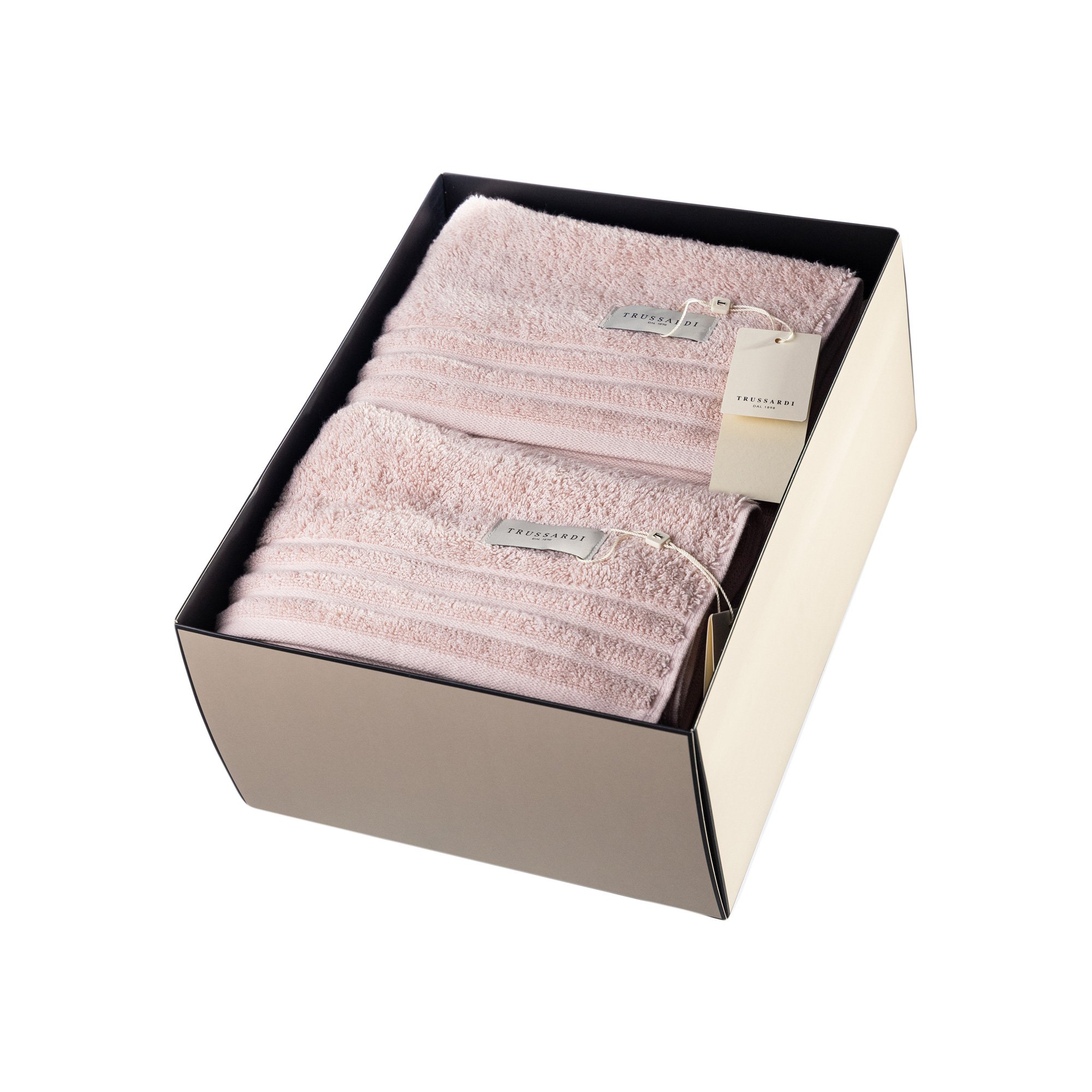 kit presente toalha banho 2 toalhas rosto trussardi imperiale soft rose still caixa sottile casa