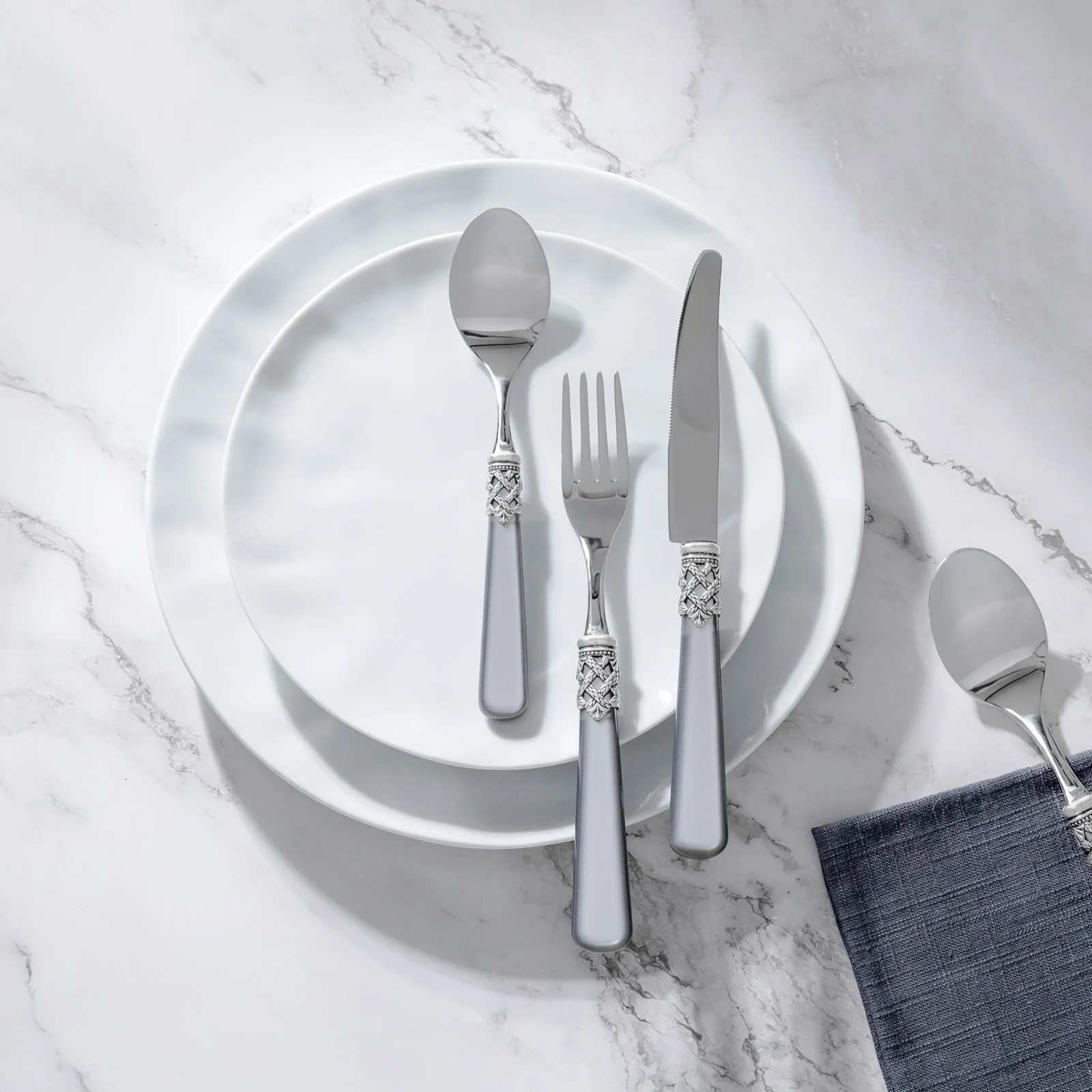 02 colher de sobremesa napoleon pearl blue