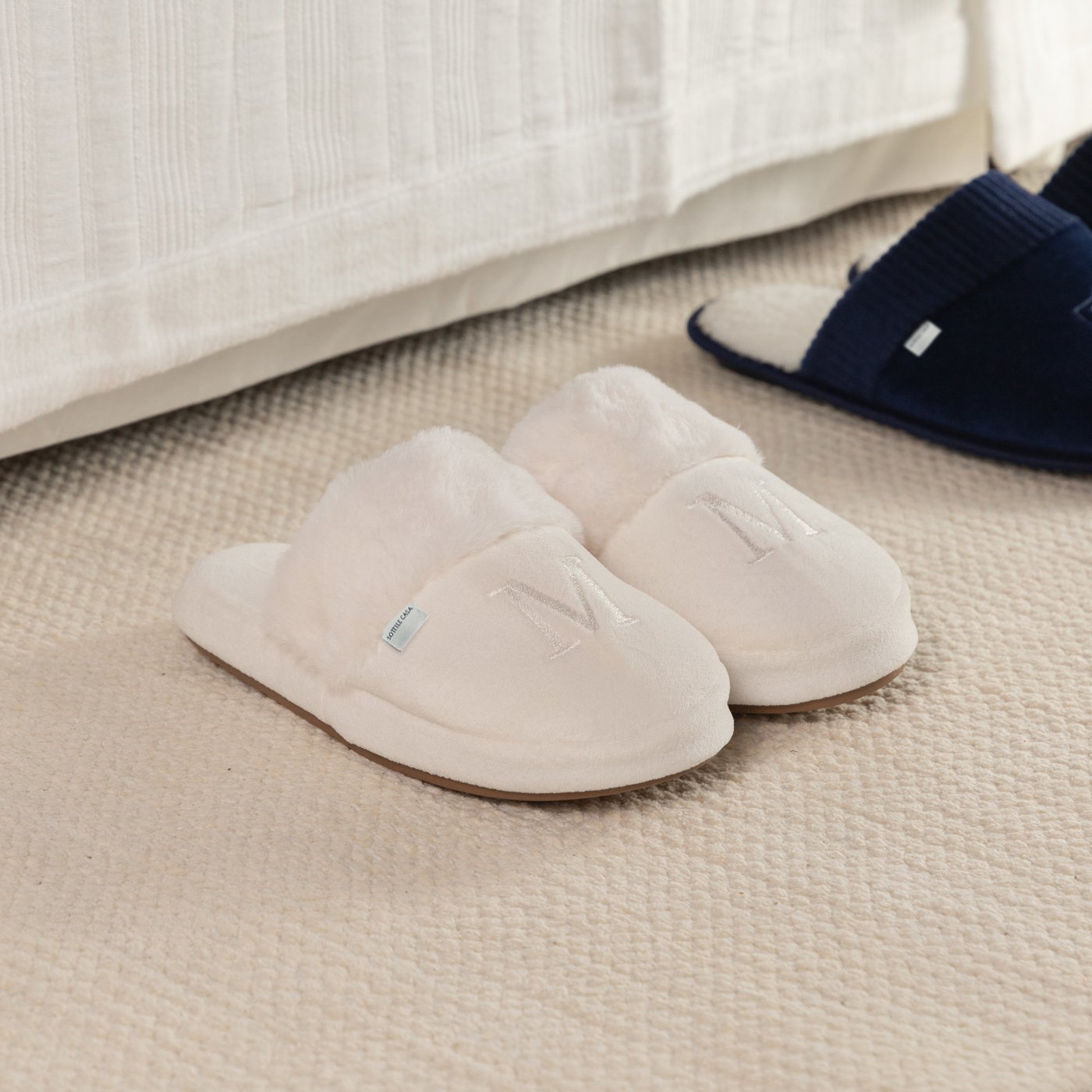 15 chinelo sottile casa pantufa cotone feminino off white