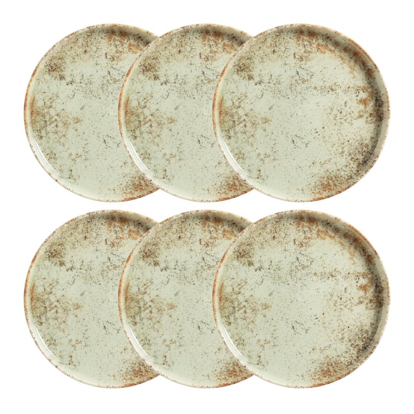 jogo de 06 pratos rasos aspen ceramica verde sottile casa still 2
