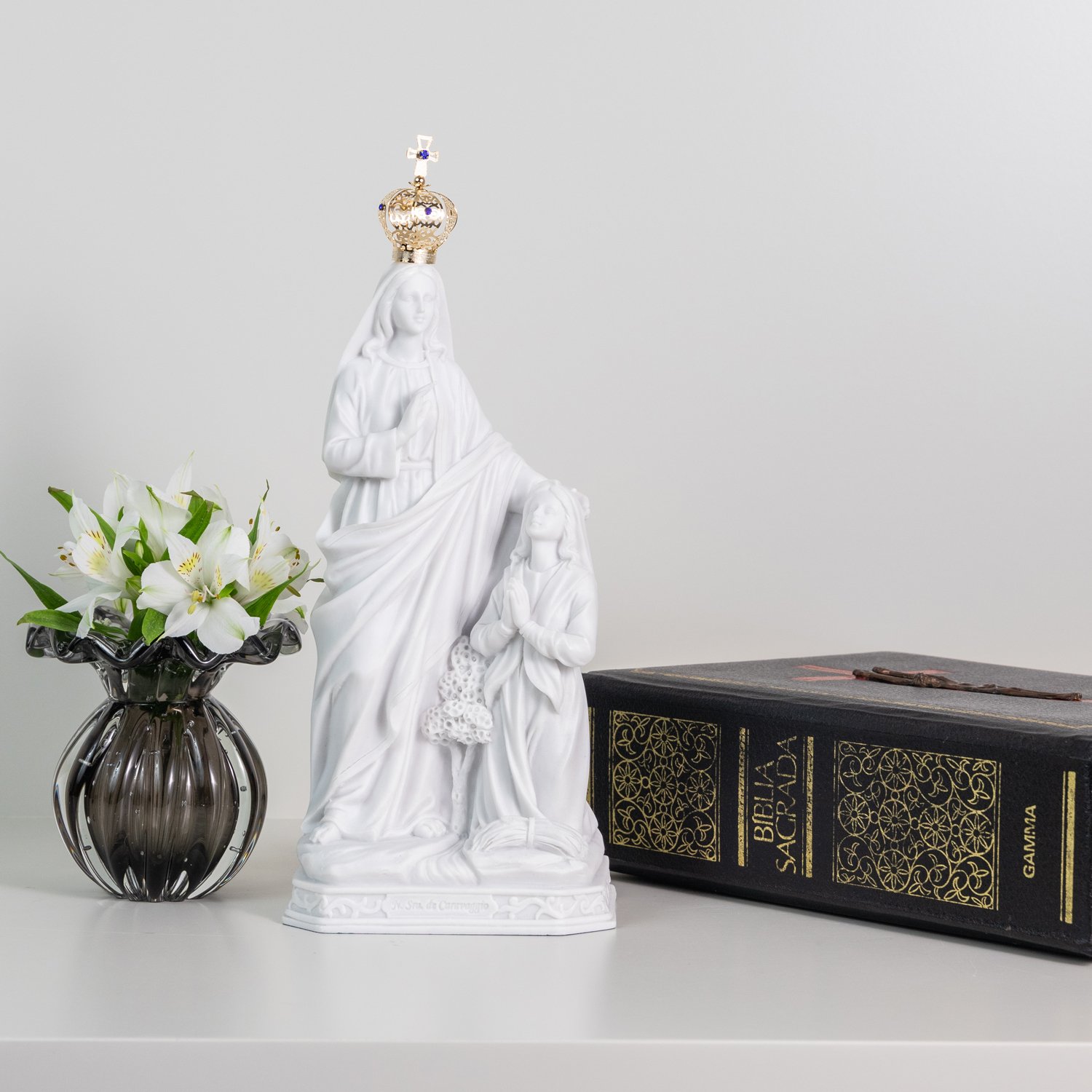 02 imagem nossa senhora de caravaggio c coroa ouro