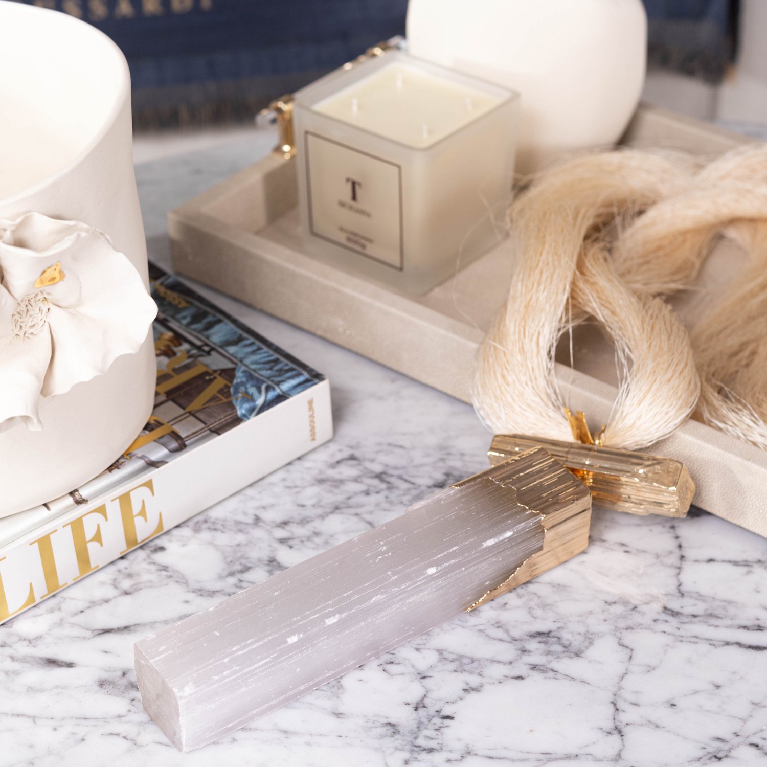 04 colar de mesa palha seda fina selenita bastao g