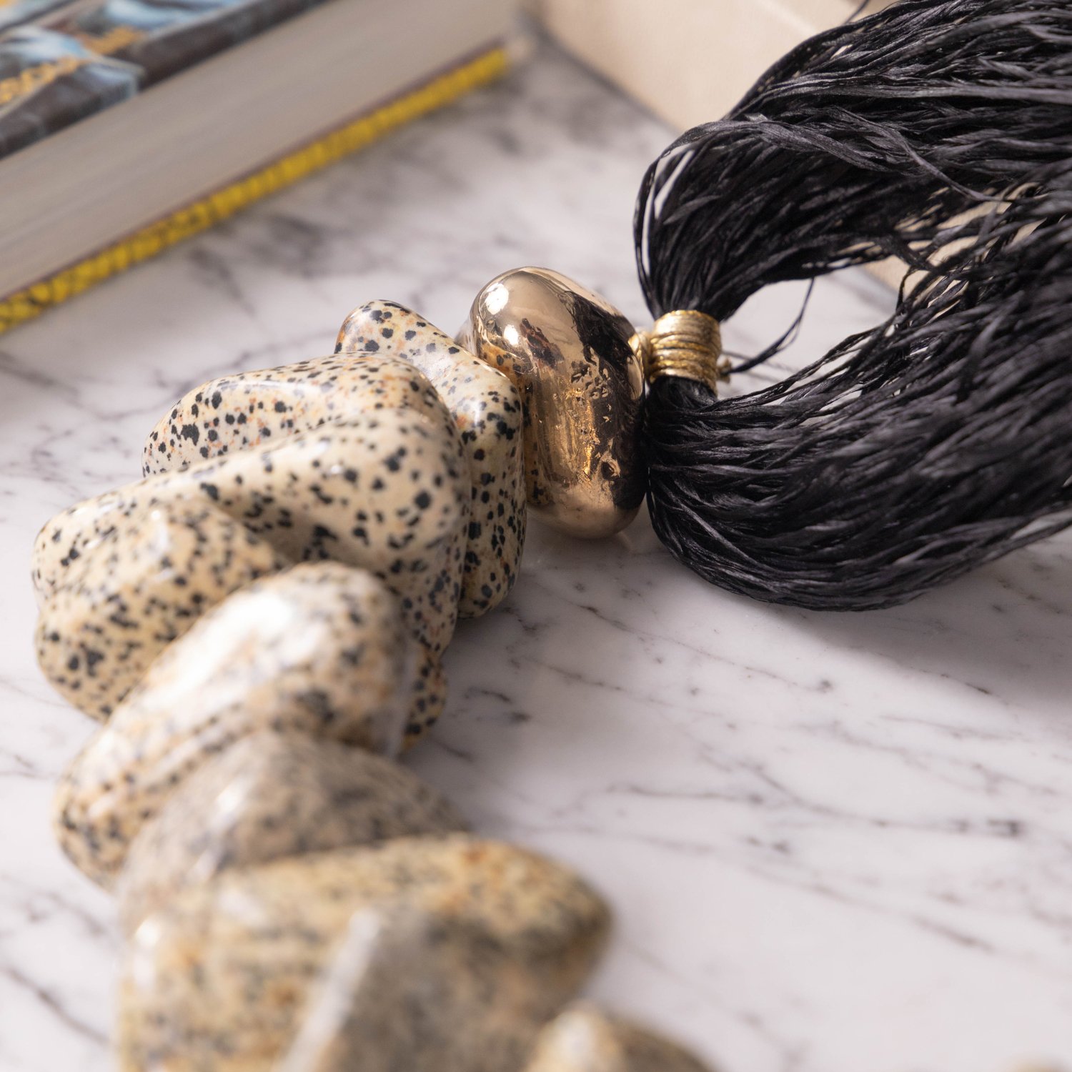 03 colar de mesa palha seda grossa jaspe dalmata g