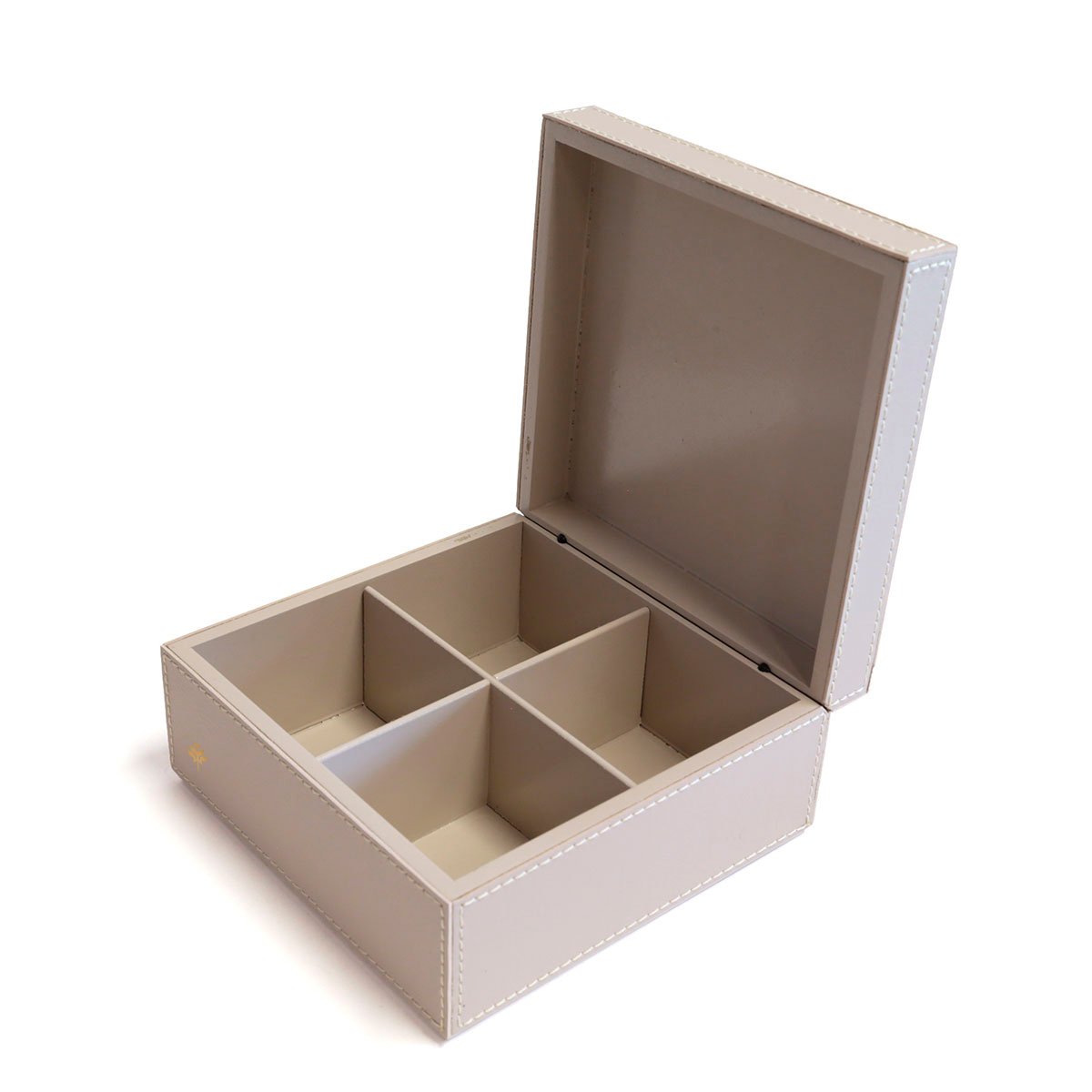 03 caixa porta cha em couro pu gelo