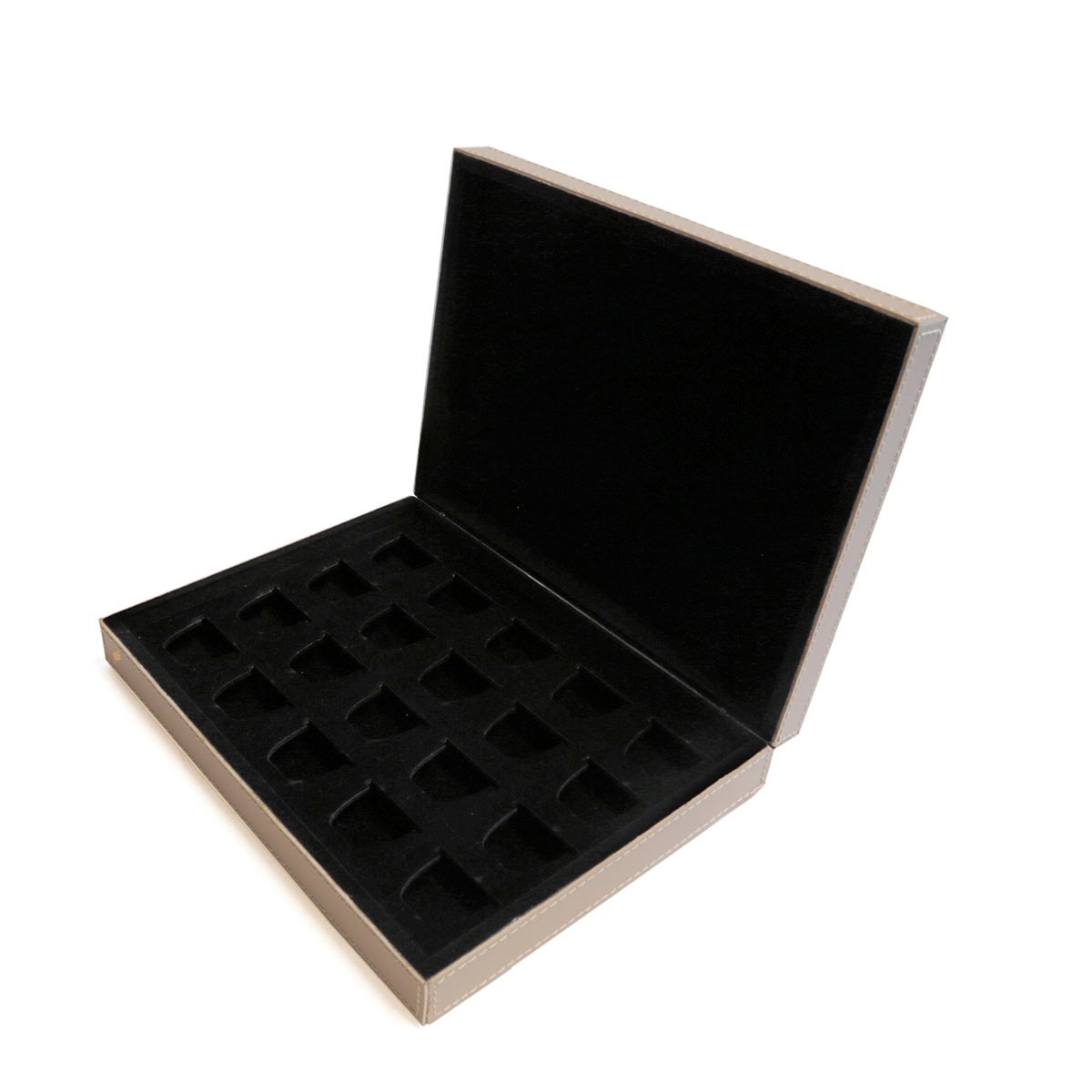 03 caixa porta capsulas de cafe em couro pu gelo