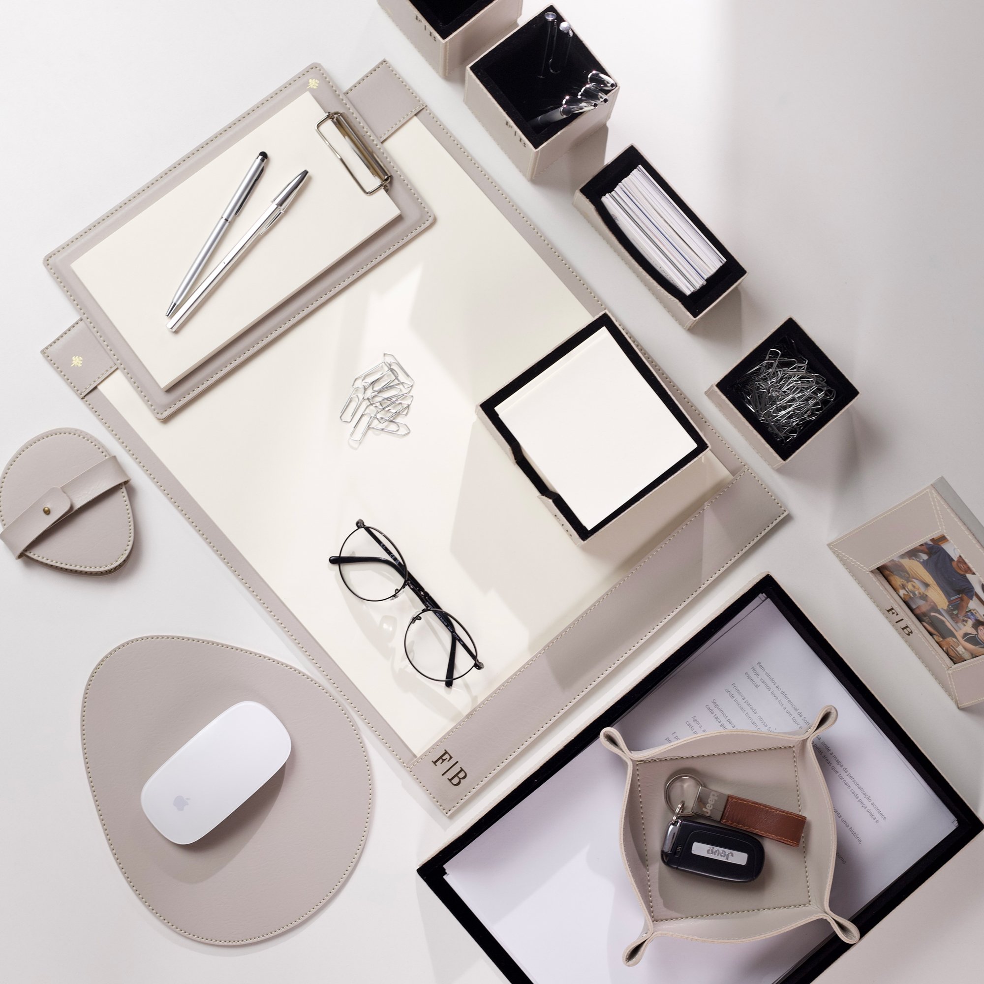 04 porta clips quadrado em couro pu gelo