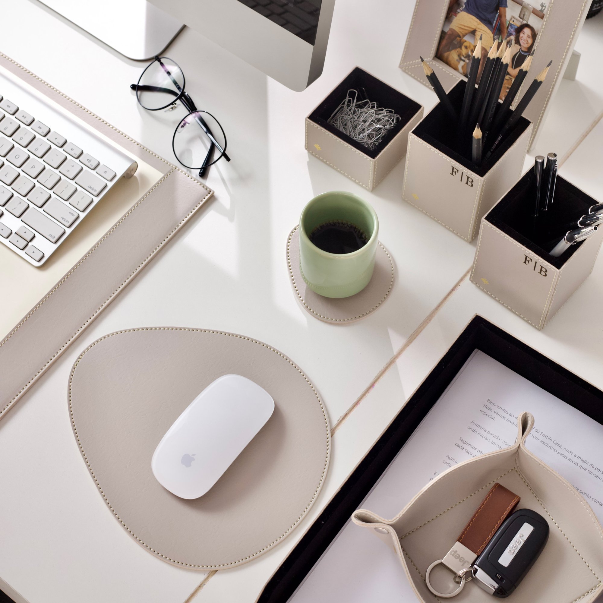 05 porta clips quadrado em couro pu gelo