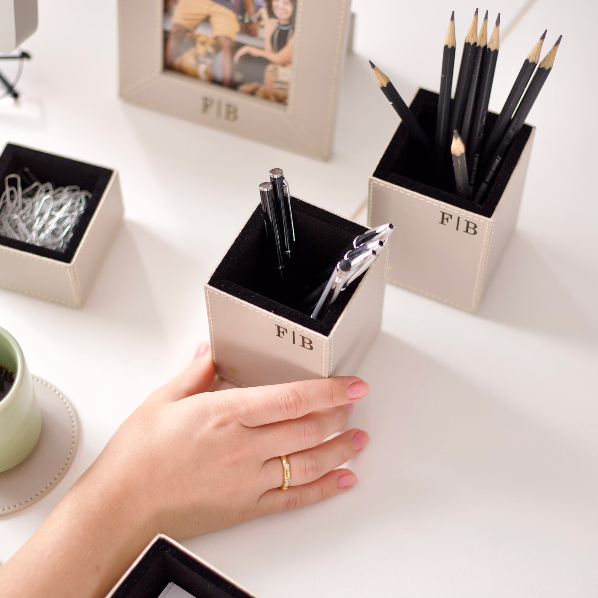 10 porta clips quadrado em couro pu gelo