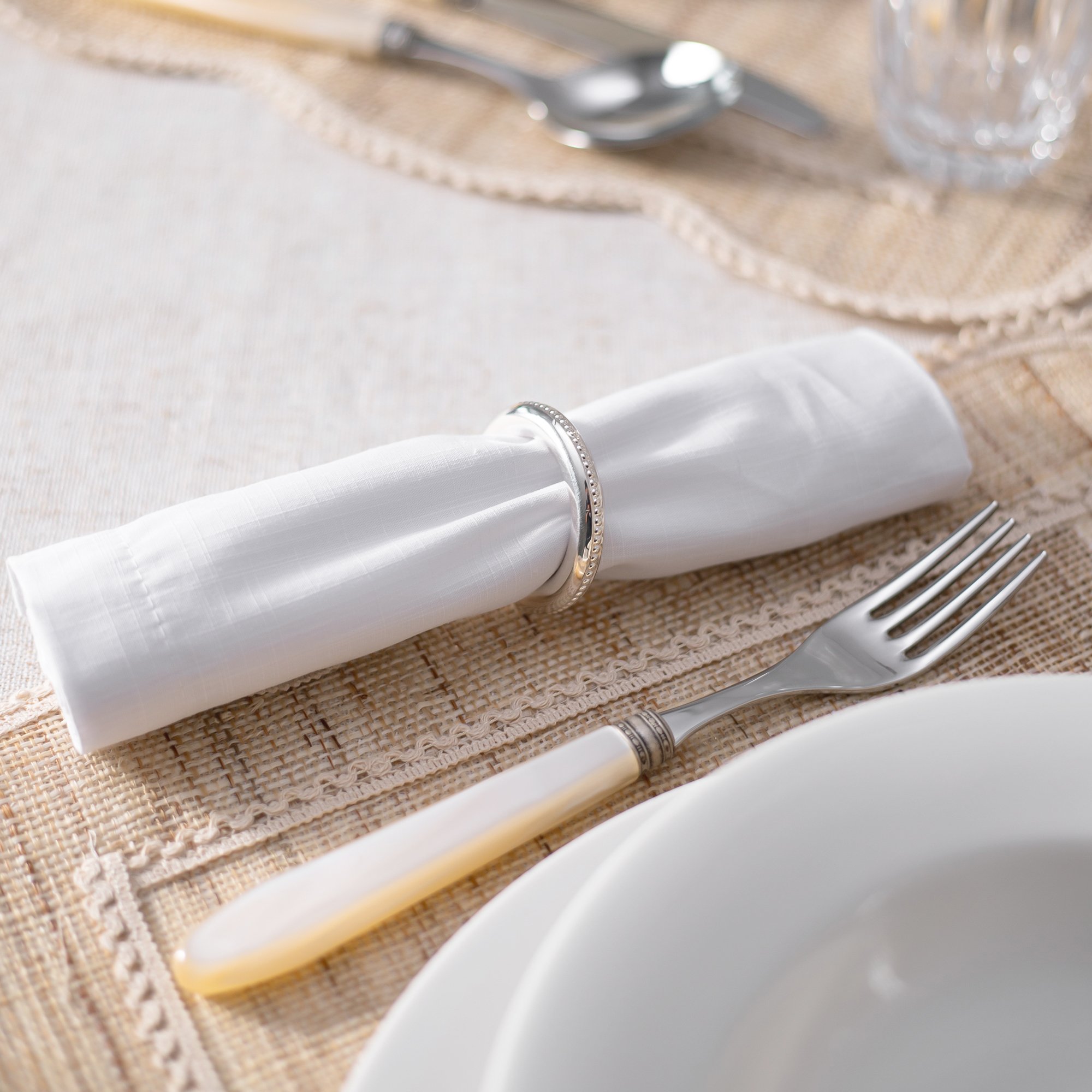 JOGO DE 06 ANEIS PORTA GUARDANAPO BLOOM ST JAMES PRATA_