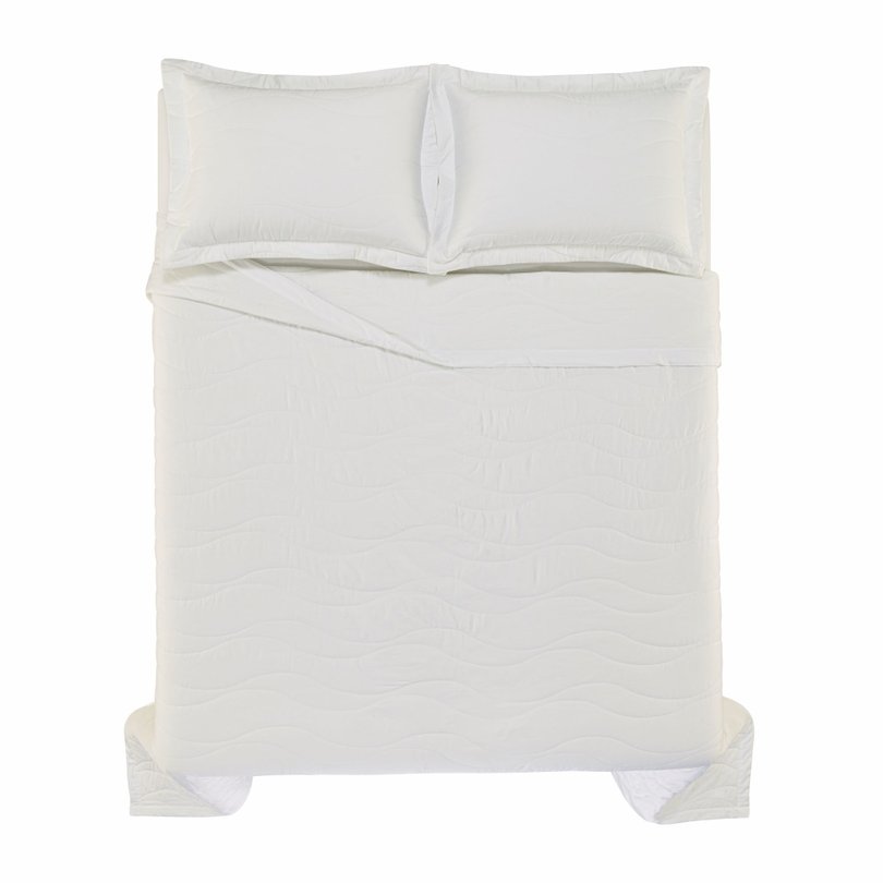 colcha trussardi e 2 porta travesseiros 300 fios cetim novara branco sottile casa still visao cima