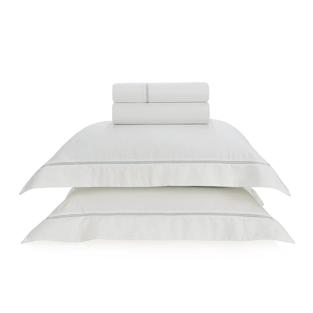 Jogo de Cama Trussardi Portello Cetim 300 Fios Platino Sottile Casa Still1