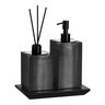03 conjunto banheiro duo quadrado resina chumbo black matte