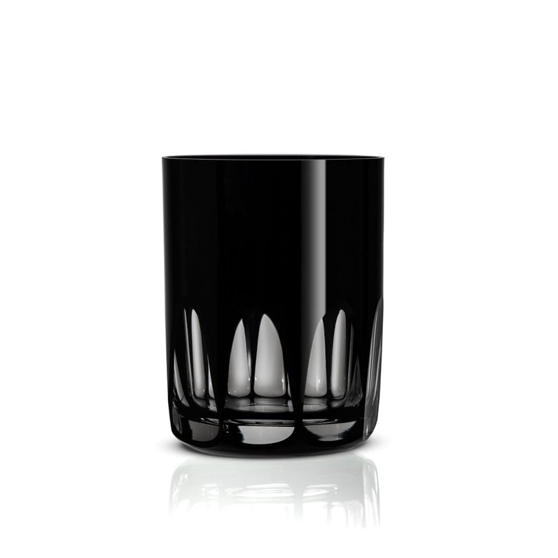 copo de cristal lapidado 65 para whisky on the rocks 320ml preto