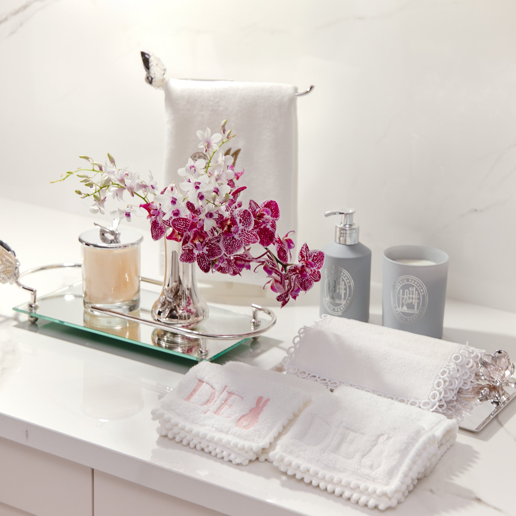 03 jogo de 4 toalhas p maos guipure 100 algodao sottile casa branco pompom