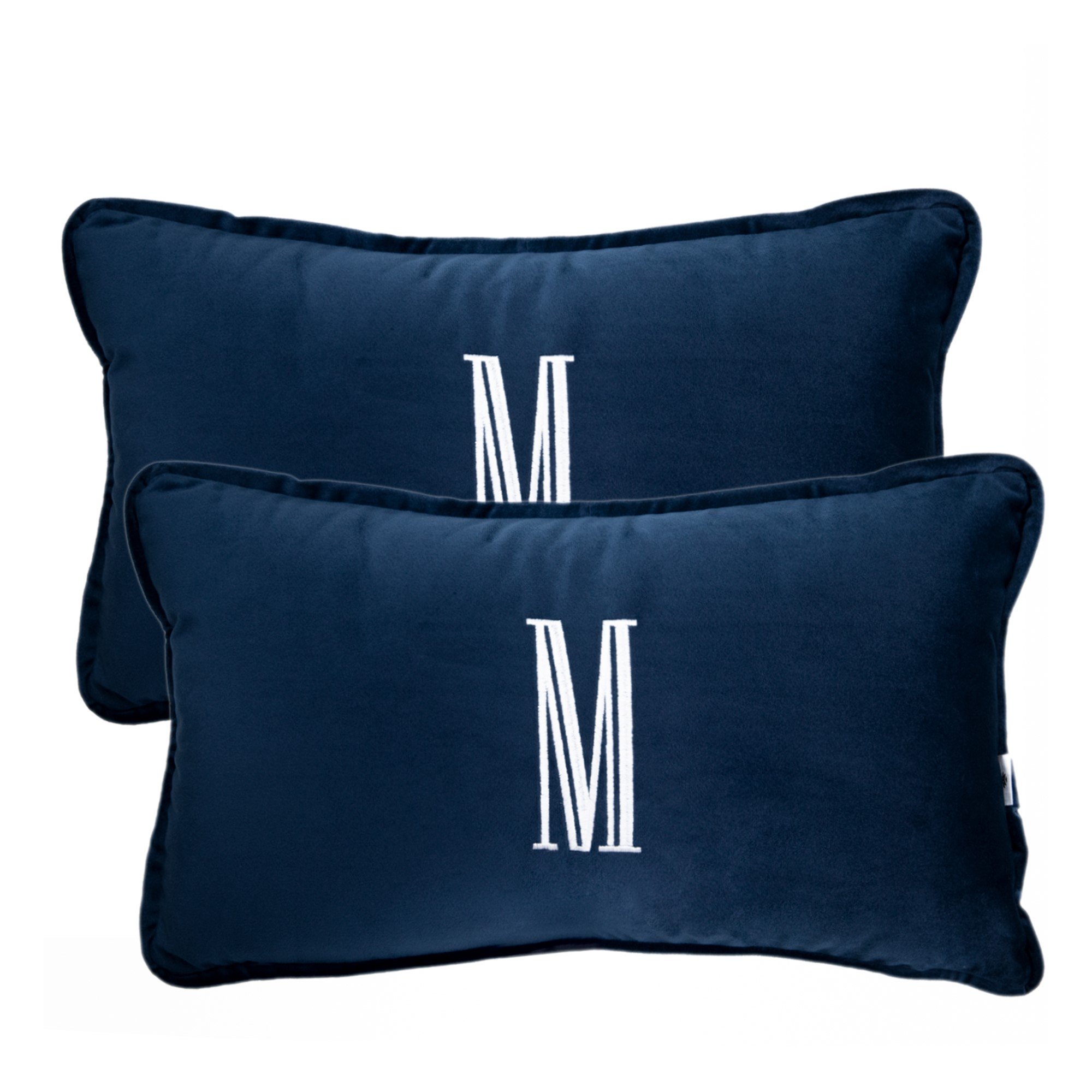 jogo de 2 almofadas monograma filetto bordado simples marinho sottile