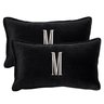 jogo de 2 almofadas monograma filetto bordado simples preto