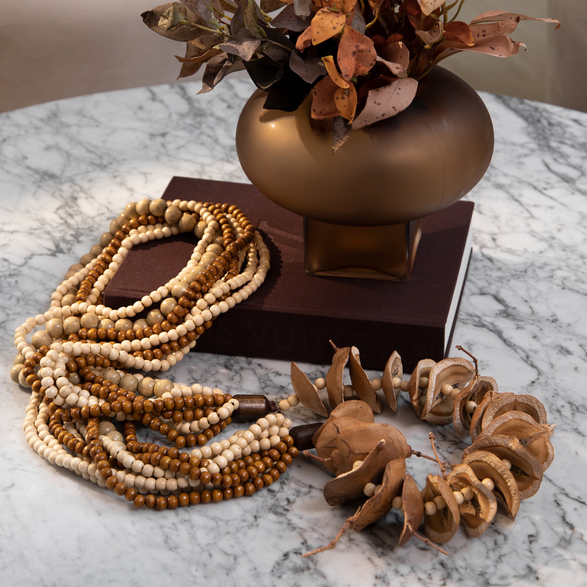 02 colar de mesa decorativo madeira toquio marrom