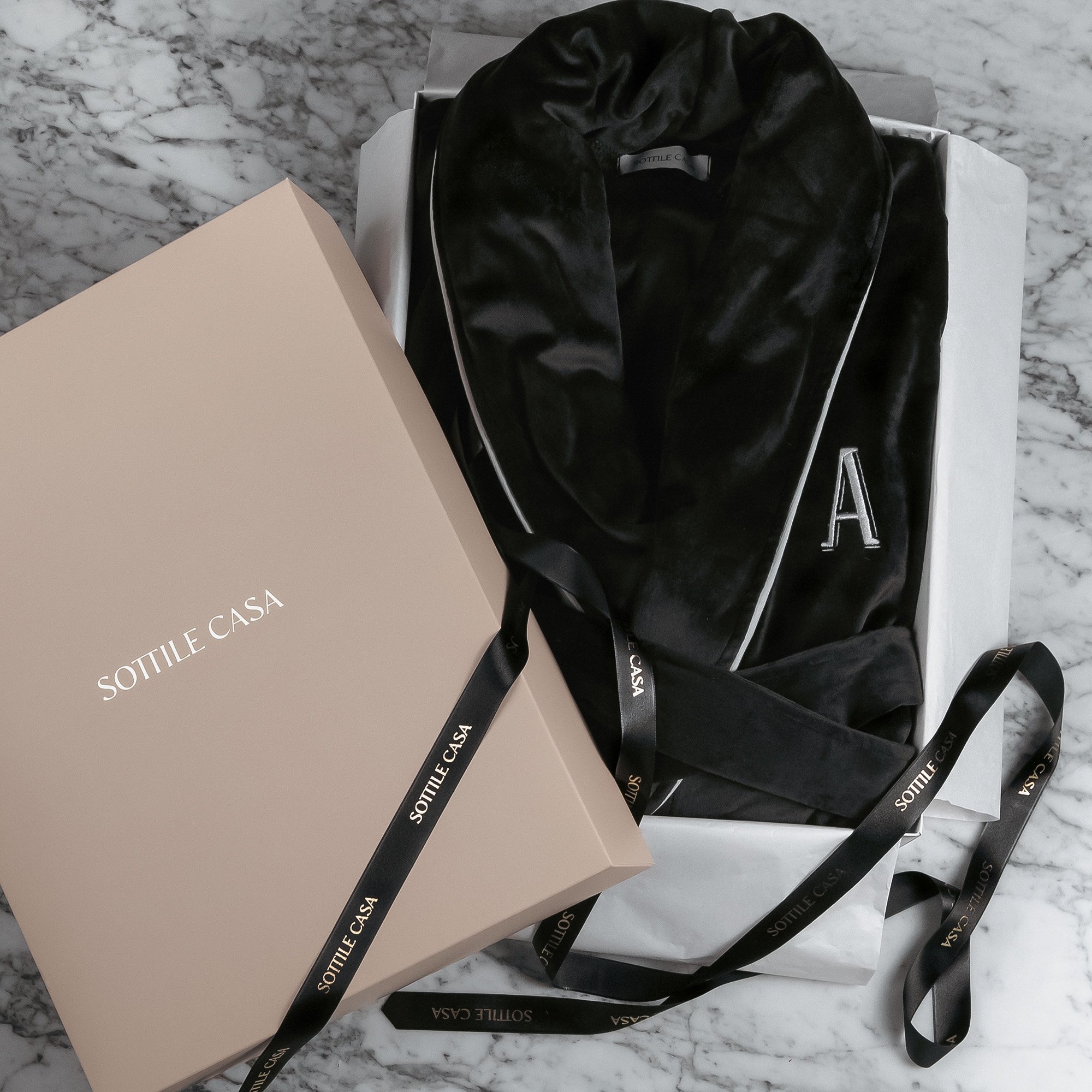 roupao sottile casa masculino velvet preto com caixa presente