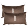 jogo de 2 almofadas monograma eleganza bordado simples marrom still