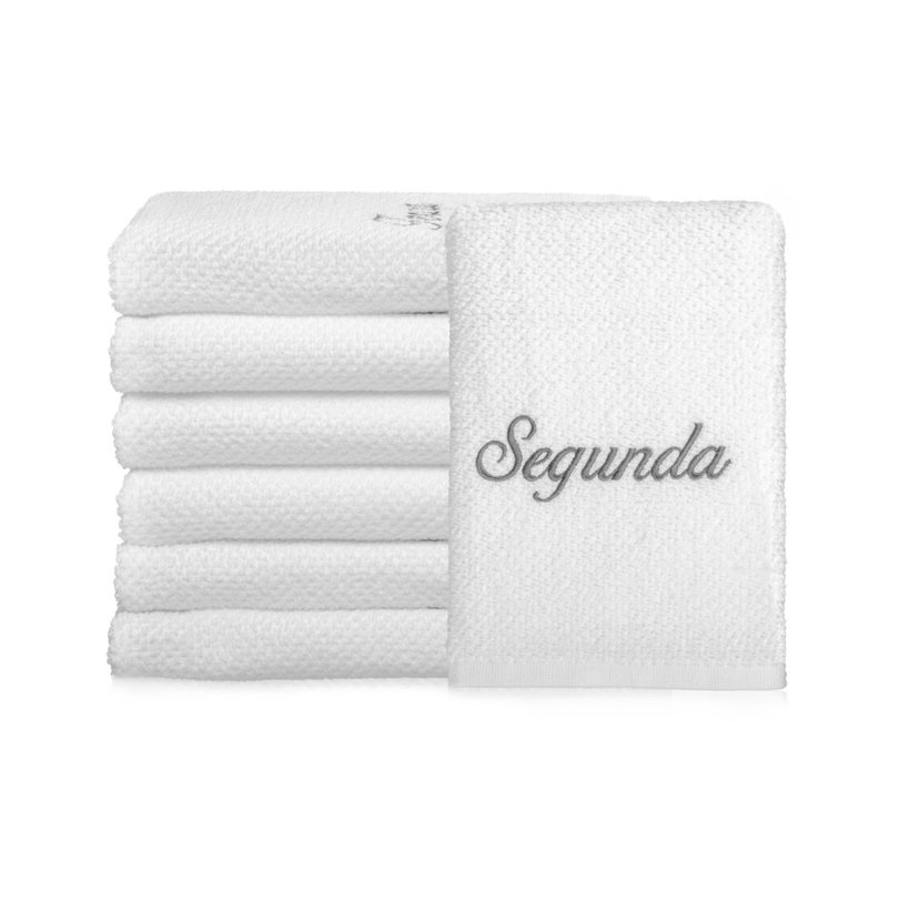 Kit 7 Panos de Prato Prime Dias da Semana c Caixa de Presente Branco 41