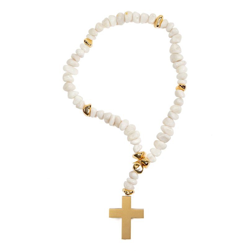 colar de mesa crucifixo pedra quartzo branco g foto still sottile casa sottile