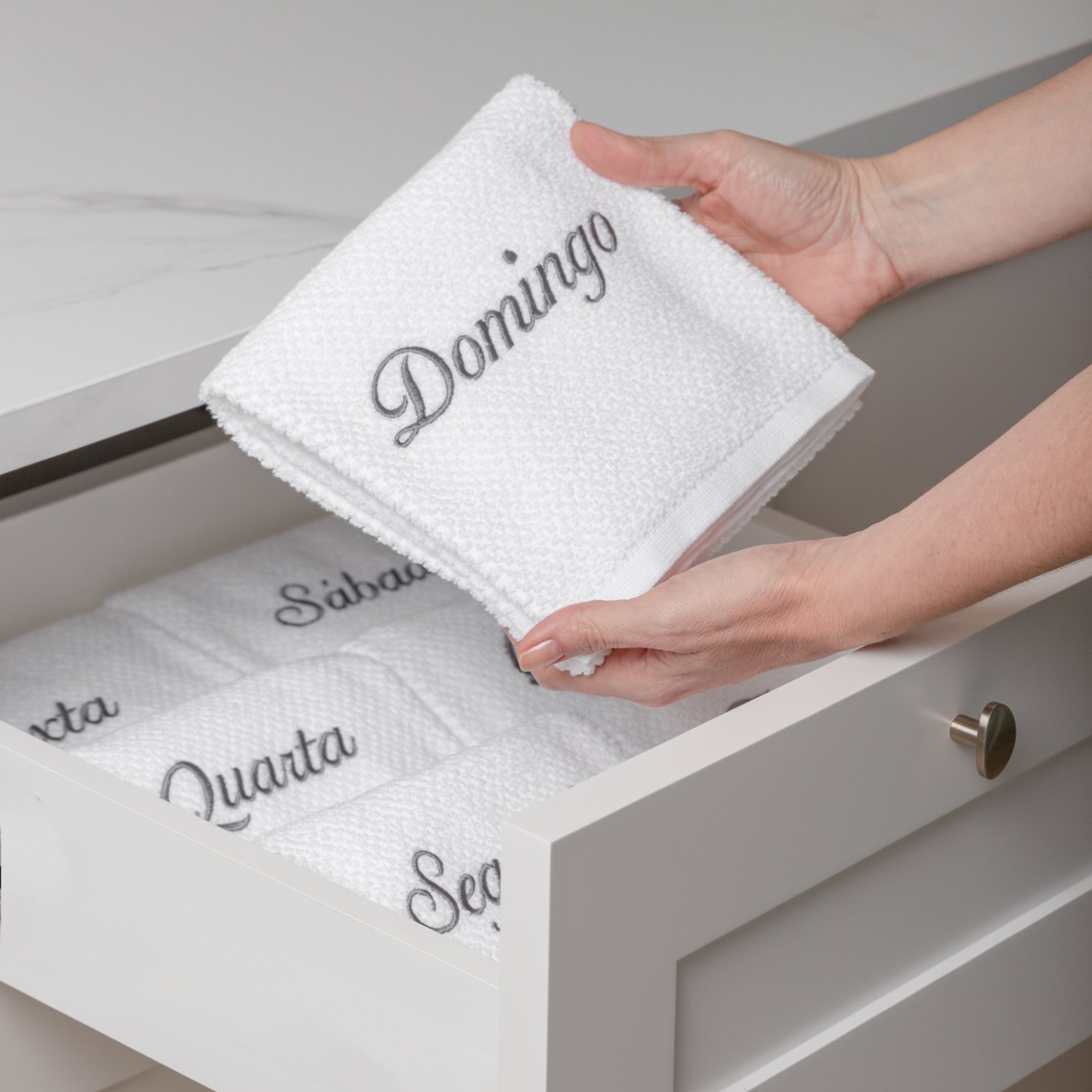 02 kit 7 panos de prato prime 100 algodao dias da semana branco