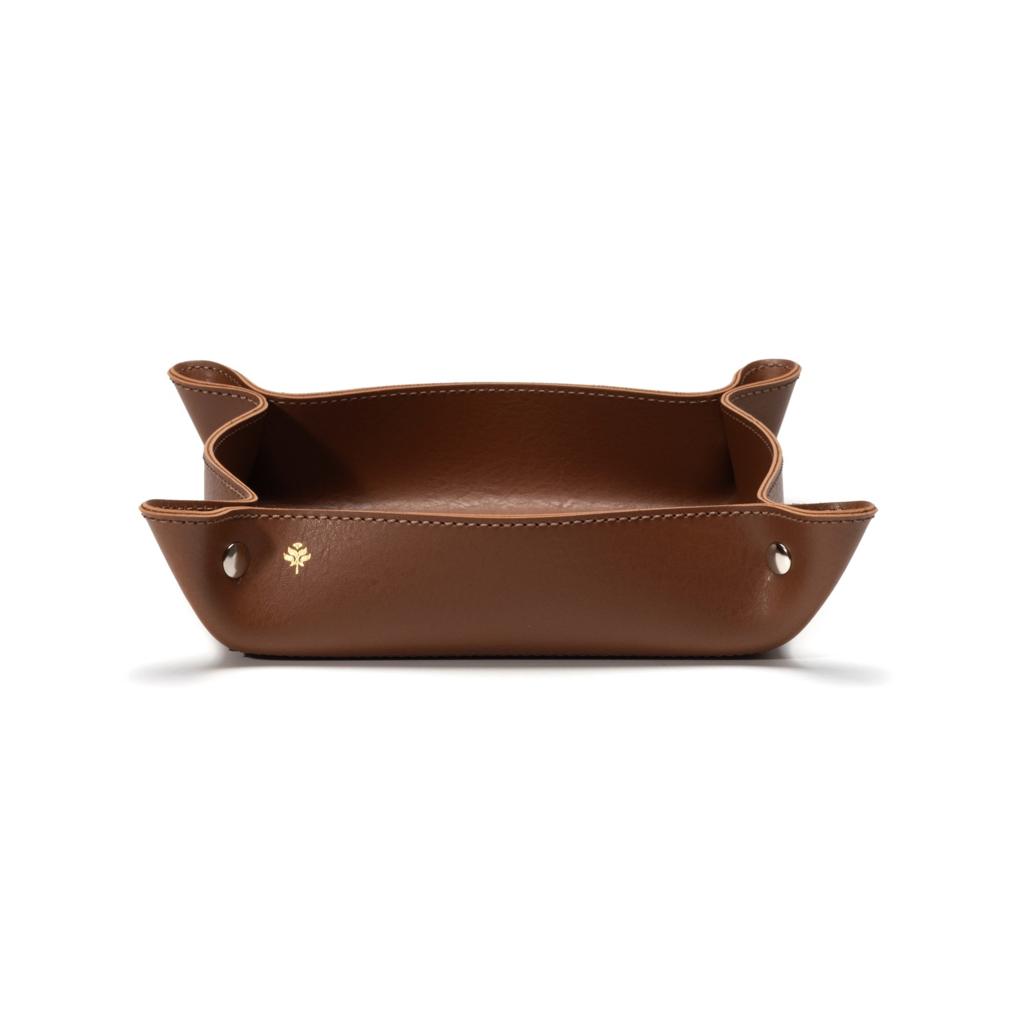 porta objetos de mesa sottile casa em couro pu havana g