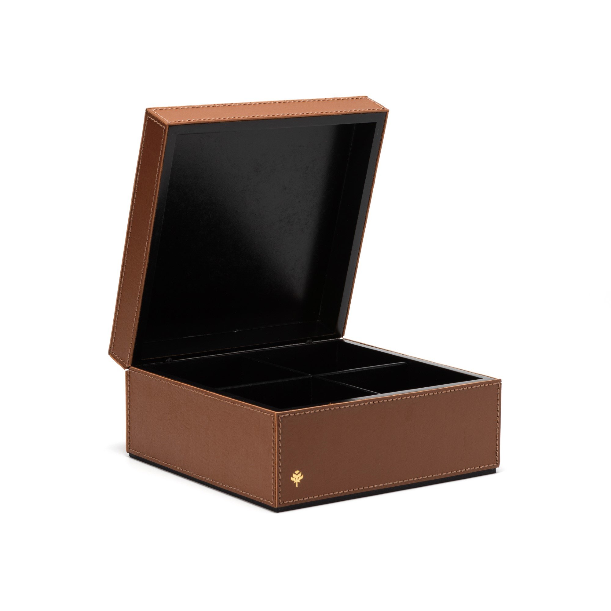 caixa porta cha sottile casa em couro pu havana 2